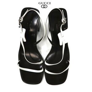 GUCCI Strappy Open-Toe in white Leather Slingback Sandals - Size 6.5 - Authentic